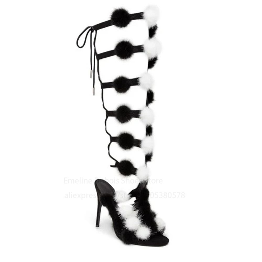 Crossfit Event - Black Suede Knee High Heels Sandals