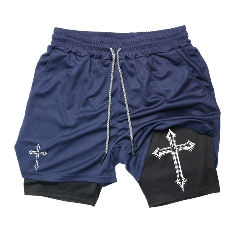 Cross Print 2-in-1 Workout Run - Crossfit Gear Men ulasan dan harga