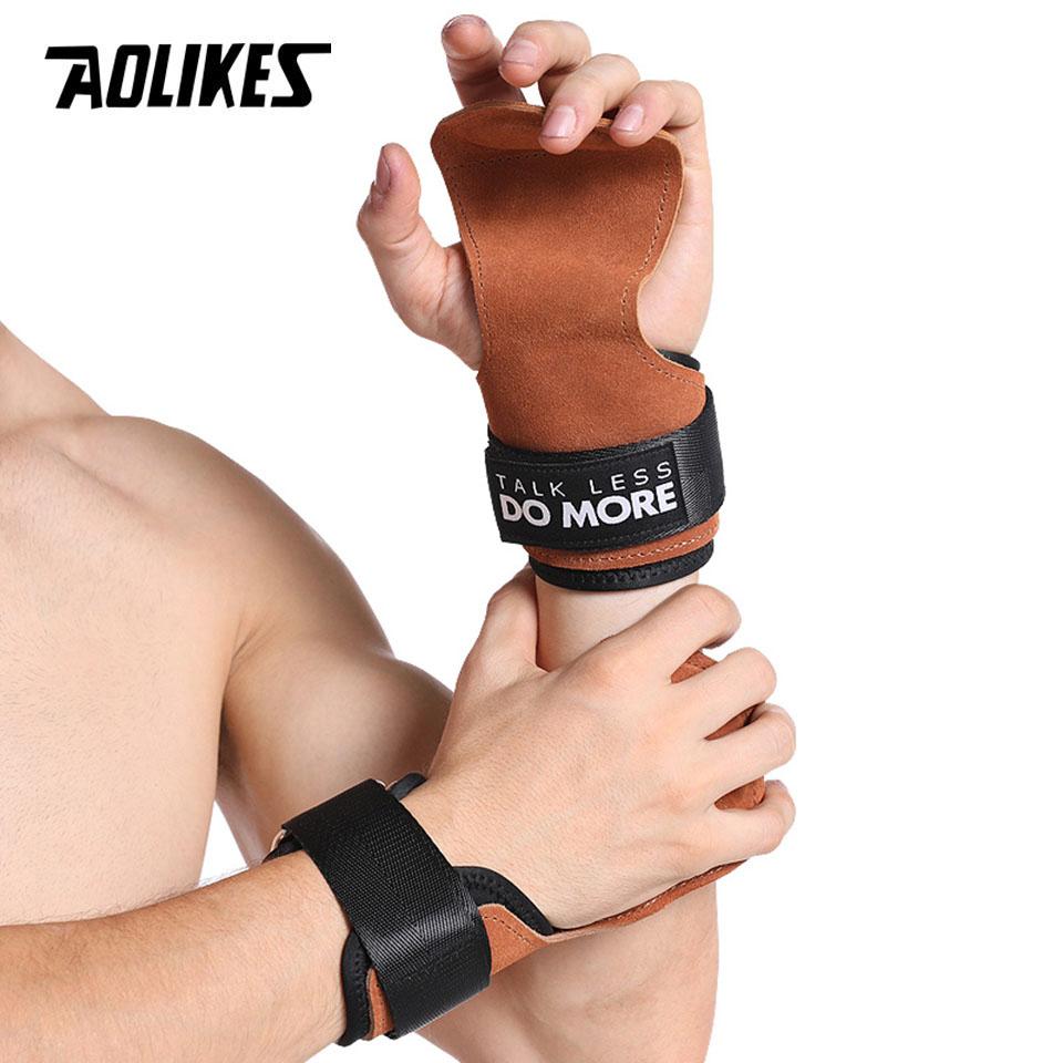 AOLIKES Cowhide Gym Grips Glov - Crossfit Equipment ulasan dan harga