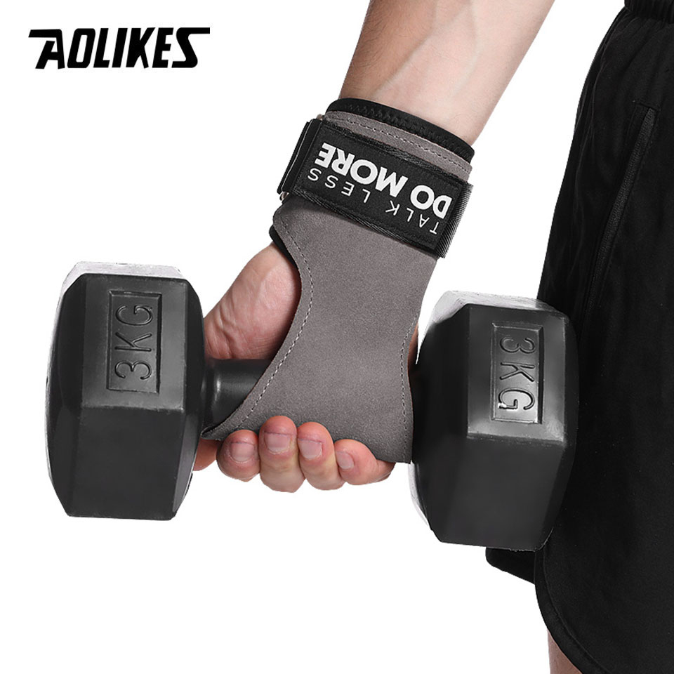 AOLIKES Cowhide Gym Grips Glov - Crossfit Equipment ulasan dan harga